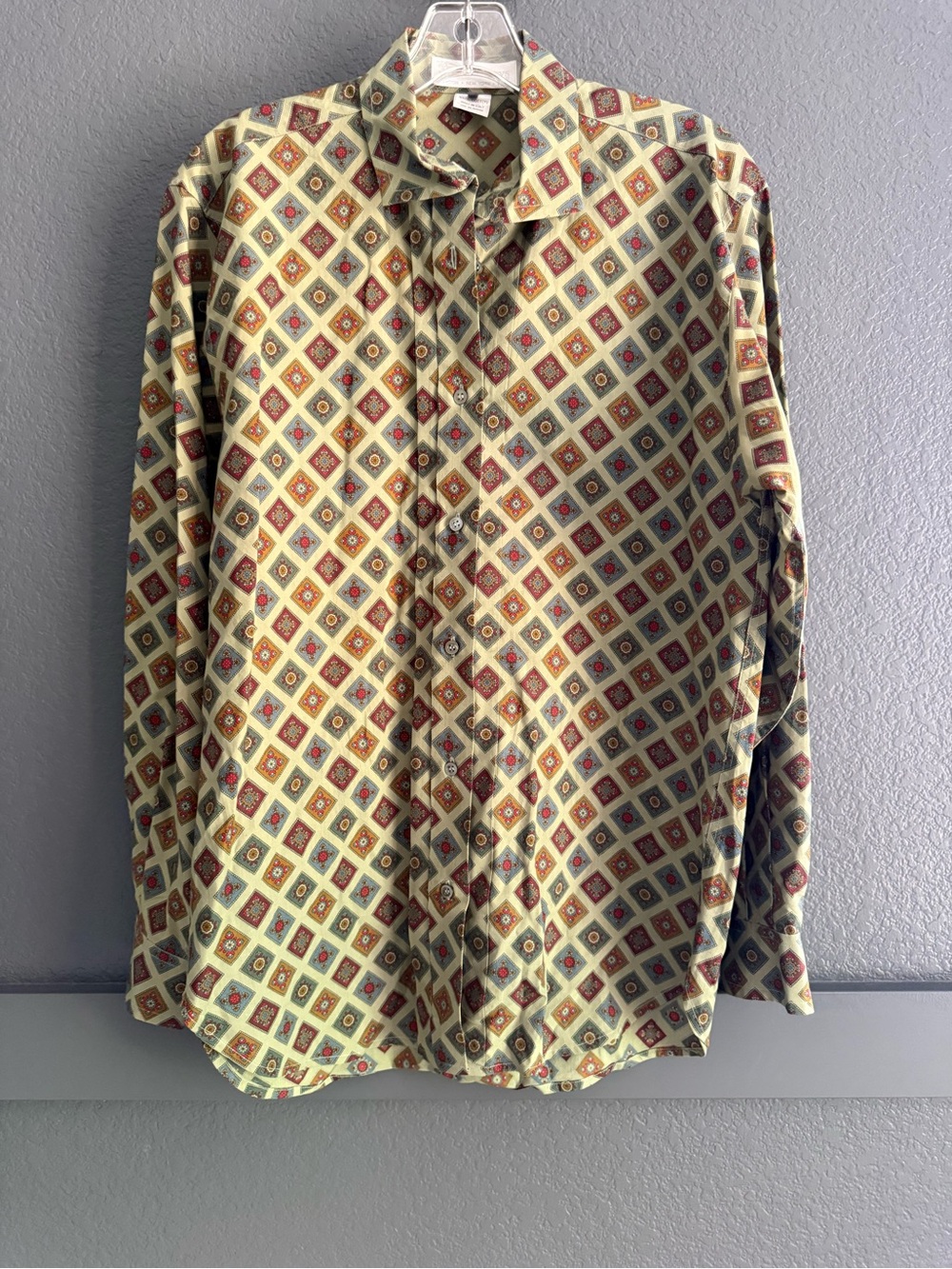 BURBERRY • mens vintage button down long sleeve shirt - Large 5 diamond print